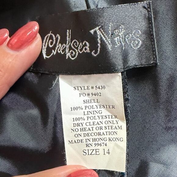 VINTAGE 90s Y2K LONG BEADED CHIFFON DRESS FORMAL PROM RETRO CHELSEA NIGHTS 14 - Picture 5 of 5